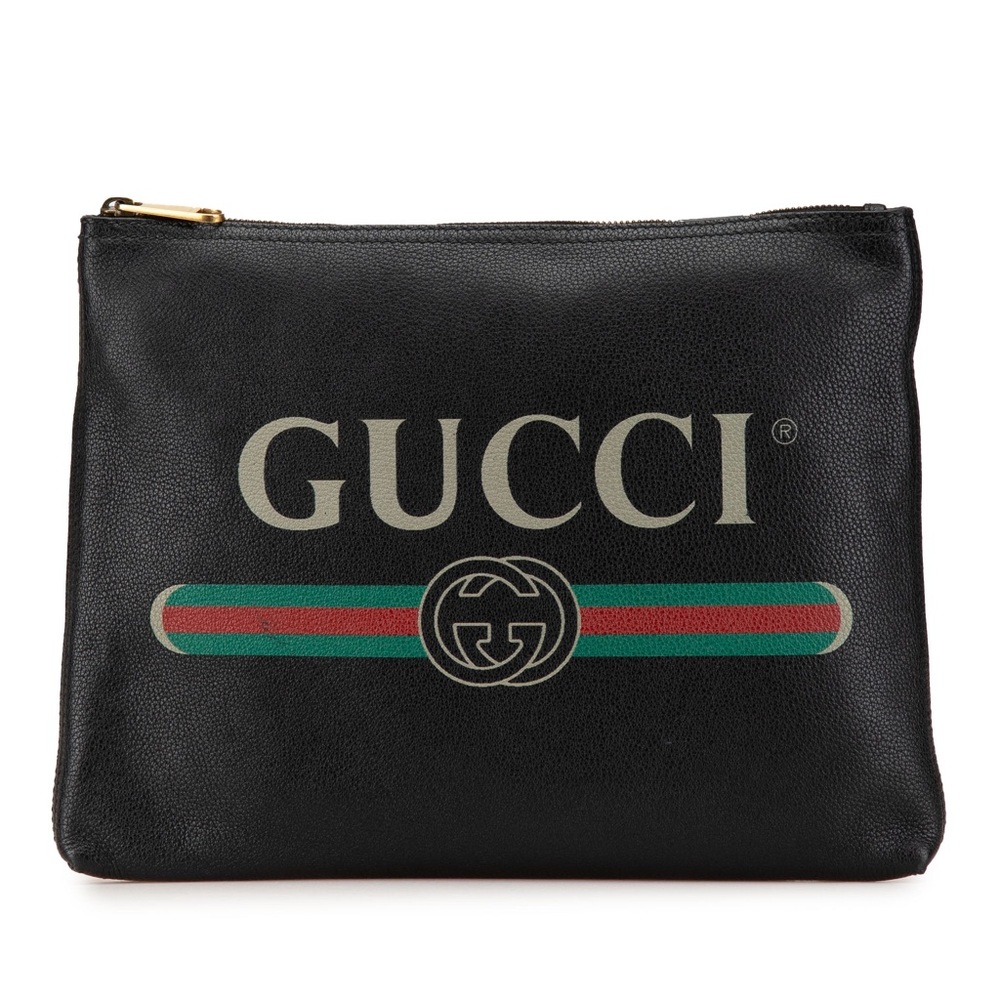 GUCCI Pebbled Calfskin Medium Logo
Portfolio Clutch